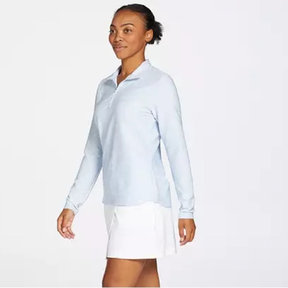 Lady Hagen Women’s Small 1/4 Zip‎ Texture Long Sleeve Pullover Light Blue